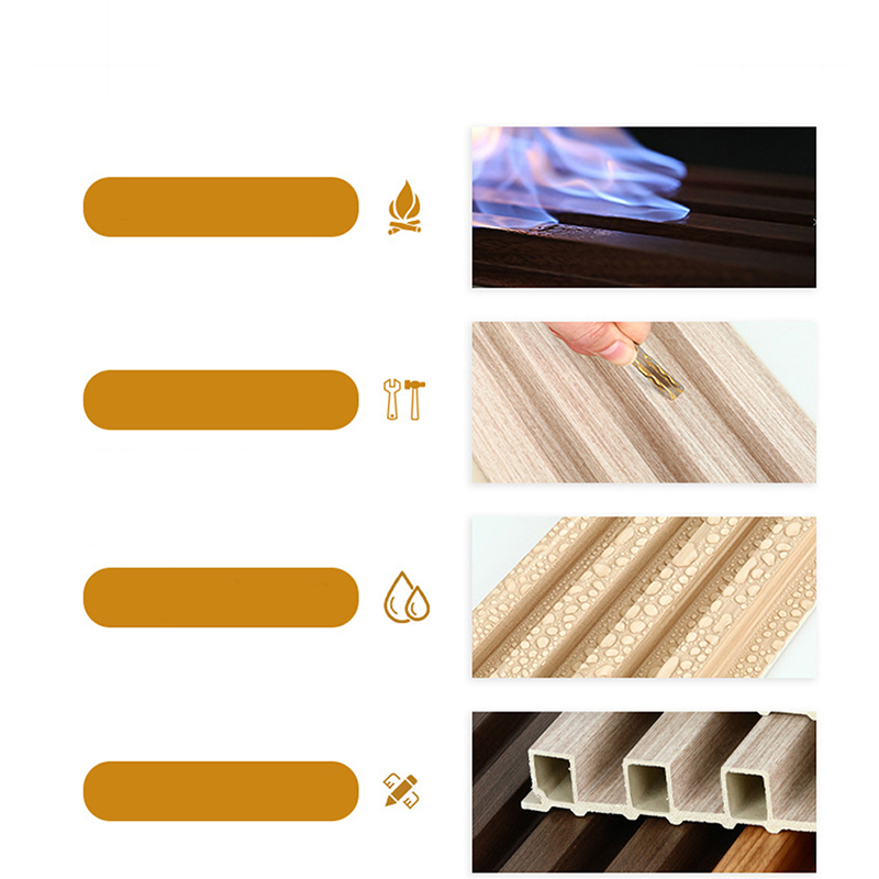 Indendørs WPC Vægpanel Træ Plast Komposit Vægplade Beklædning Vandtæt Lydtæt og brandsikker til Gym Anvendelse Indretning af hjemmet