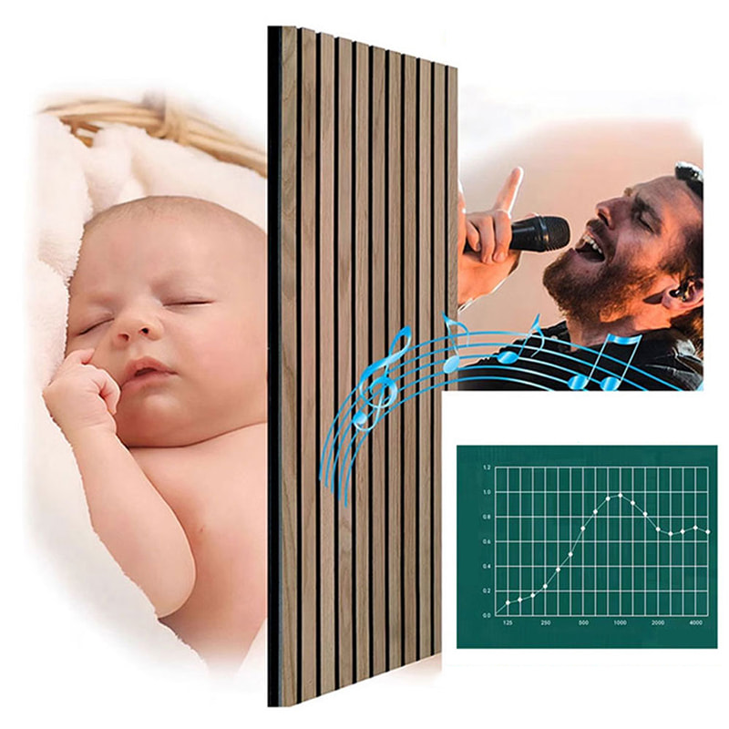 Moderne interiør WPC akustiske vægpaneler Dekorativt sammenlåsende design Lydtæt brandsikker lydabsorberende udvendigt gitterkvalitet