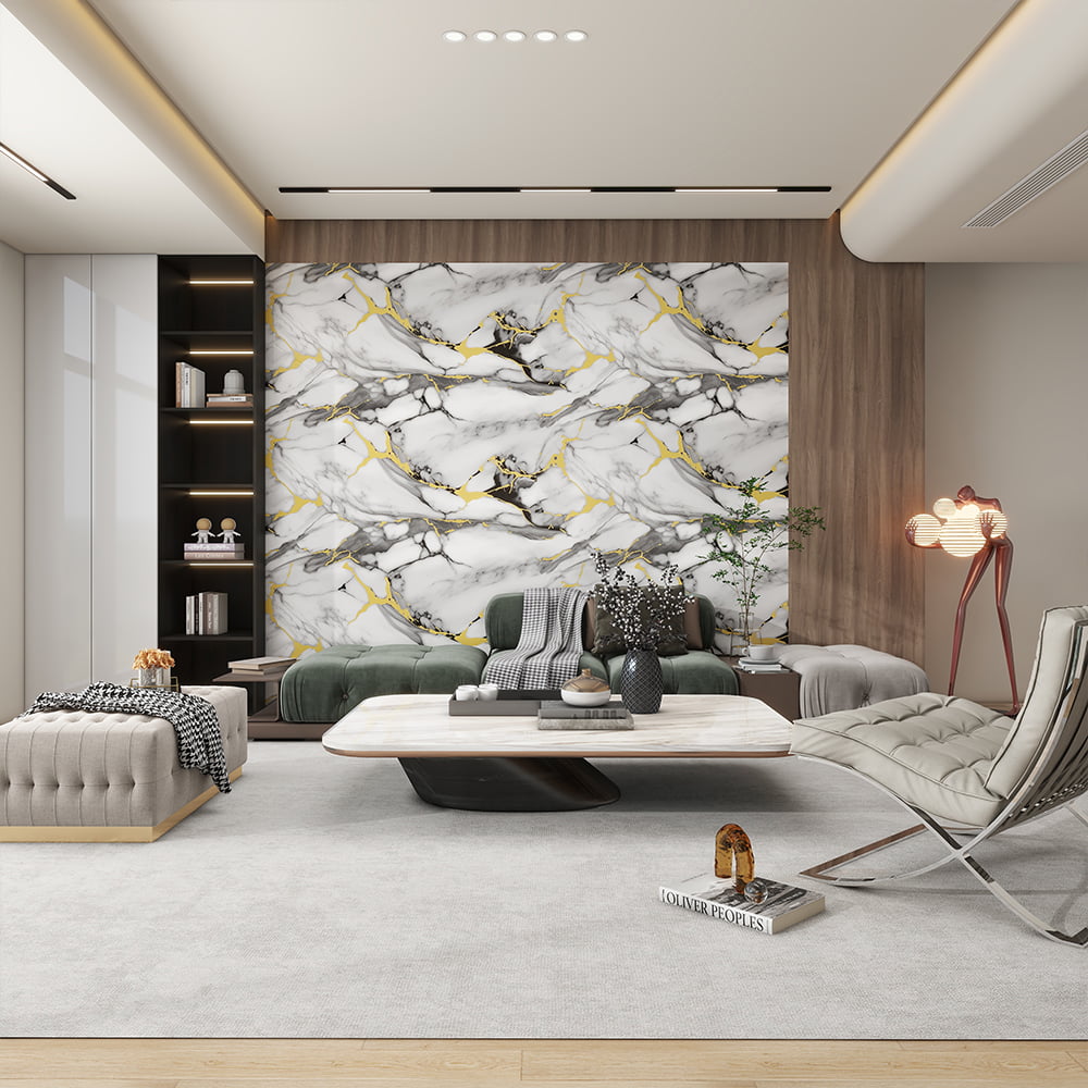 Moderne højglans marmor tapetrulle PVC selvklæbende vandtæt interiør boligindretning marmorark-klistermærke